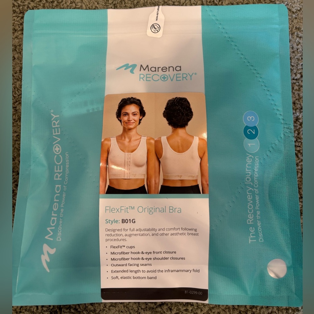 NWT sealed Marena Recovery FlexFit Original Bra Style B01G sz 38 D/E surgery